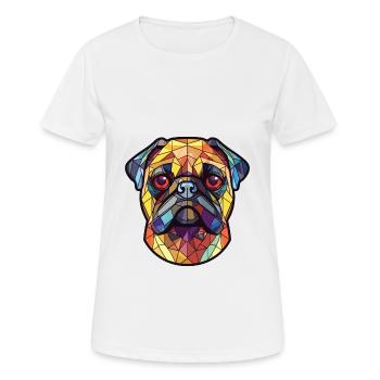 Mopshund bunte Aquarell-Tier-Illustration - Frauen T-Shirt atmungsaktiv - Weiß - Vorne - AI Model Female 172 dark (172cm)