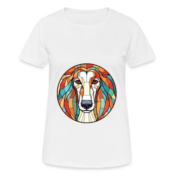 Russian Borzoi Dog Colorful Watercolor Animal Pet - Women's Breathable T-Shirt - white - Front - AI Model Female 172 dark (172cm)