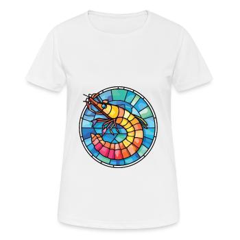 Shrimp Colorful Watercolor Animal Pet Illustration - Women's Breathable T-Shirt - white - Front - AI Model Female 172 dark (172cm)
