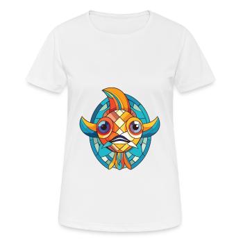 Fish Colorful Watercolor Animal Pet Illustration - Women's Breathable T-Shirt - white - Front - AI Model Female 172 dark (172cm)