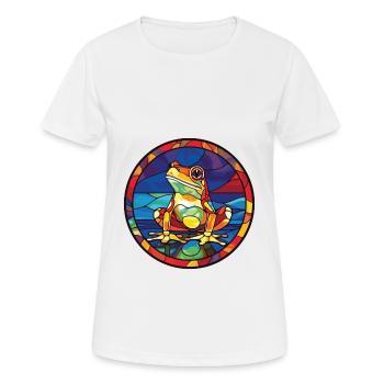 Frosch buntes Aquarell Tier Haustier Illustration - Frauen T-Shirt atmungsaktiv - Weiß - Vorne - AI Model Female 172 dark (172cm)