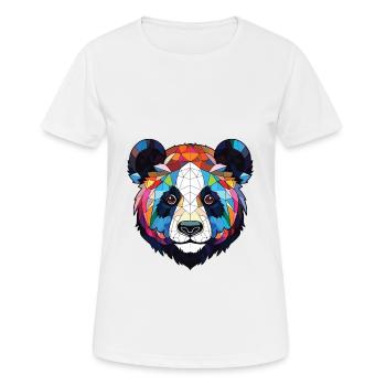 Panda Colorful Watercolor Animal Pet Illustration - Women's Breathable T-Shirt - white - Front - AI Model Female 172 dark (172cm)
