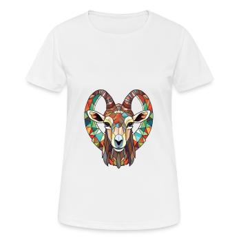 Goat Colorful Watercolor Animal Pet Illustration - Women's Breathable T-Shirt - white - Front - AI Model Female 172 dark (172cm)
