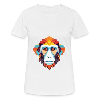 Monkey Macaque Colorful Watercolor Animal Cartoon - Women's Breathable T-Shirt - white - Front - AI Model Female 172 dark (172cm)
