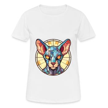 Sphynx Katze Buntes Aquarell Tier Illustration - Frauen T-Shirt atmungsaktiv - Weiß - Vorne - AI Model Female 172 dark (172cm)