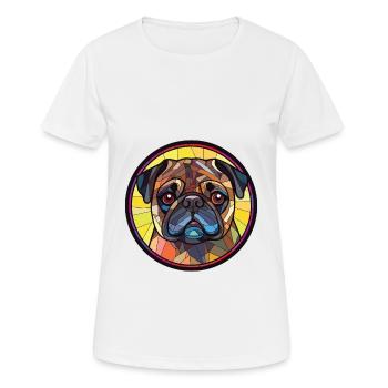 Mops buntes Aquarell Tier Haustier Illustration - Frauen T-Shirt atmungsaktiv - Weiß - Vorne - AI Model Female 172 dark (172cm)