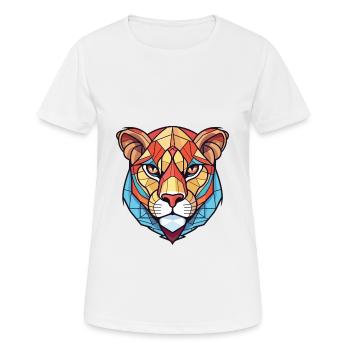 Cougar Colorful Watercolor Animal Pet Cartoon - Women's Breathable T-Shirt - white - Front - AI Model Female 172 dark (172cm)