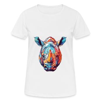 Nashorn buntes Aquarell Tier Haustier Illustration - Frauen T-Shirt atmungsaktiv - Weiß - Vorne - AI Model Female 172 dark (172cm)