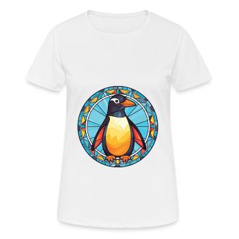 Penguin Colorful Watercolor Animal Illustration - Women's Breathable T-Shirt - white - Front - AI Model Female 172 dark (172cm)