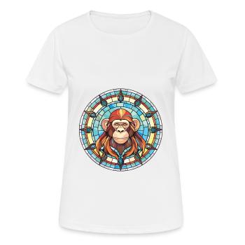 Monkey Colorful Watercolor Animal Pet Illustration - Women's Breathable T-Shirt - white - Front - AI Model Female 172 dark (172cm)