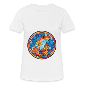 Frosch buntes Aquarell Tier Haustier Illustration - Frauen T-Shirt atmungsaktiv - Weiß - Vorne - AI Model Female 172 dark (172cm)