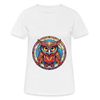 Eule buntes Aquarell Tier Haustier Illustration - Frauen T-Shirt atmungsaktiv - Weiß - Vorne - AI Model Female 172 dark (172cm)