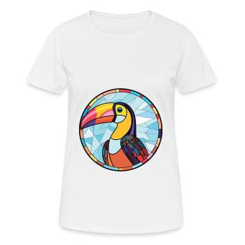 Toucan aquarelle colorée Animal animal de compagnie Illustration - T-shirt respirant Femme - blanc - Devant - AI Model Female 172 dark (172cm)