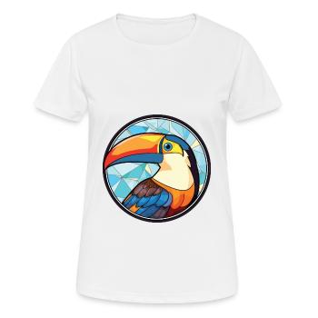 Toucan aquarelle colorée Animal animal de compagnie Illustration - T-shirt respirant Femme - blanc - Devant - AI Model Female 172 dark (172cm)