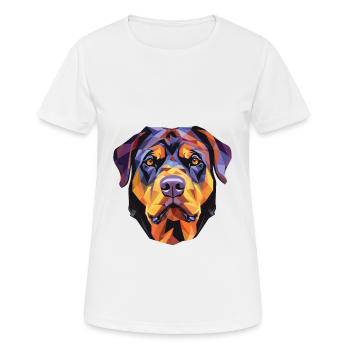Rottweiler Chien Aquarelle Colorée Animal Cartoon - T-shirt respirant Femme - blanc - Devant - AI Model Female 172 dark (172cm)