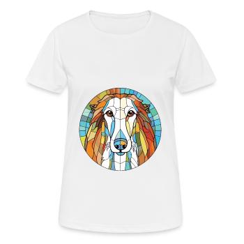Russian Borzoi Dog Colorful Watercolor Animal Pet - Women's Breathable T-Shirt - white - Front - AI Model Female 172 dark (172cm)
