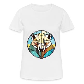 Badger Colorful Watercolor Animal Pet Illustration - Women's Breathable T-Shirt - white - Front - AI Model Female 172 dark (172cm)