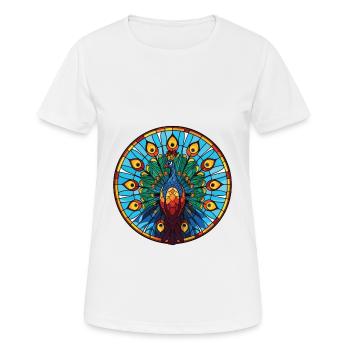Pfau Buntes Aquarell Tier Illustration - Frauen T-Shirt atmungsaktiv - Weiß - Vorne - AI Model Female 172 dark (172cm)