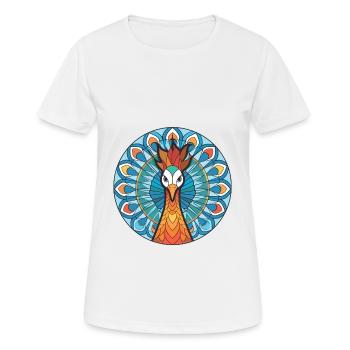 Pfau Buntes Aquarell Tier Illustration - Frauen T-Shirt atmungsaktiv - Weiß - Vorne - AI Model Female 172 dark (172cm)