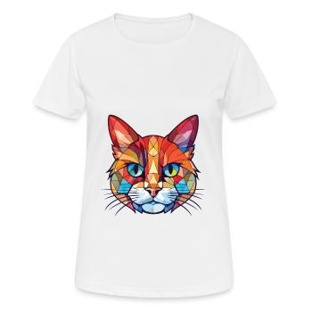 Chat Aquarelle Colorée Animal Illustration D’animaux De Compagnie - T-shirt respirant Femme - blanc - Devant - AI Model Female 172 dark (172cm)