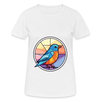 Blauer Vogel Buntes Aquarell Tier Illustration - Frauen T-Shirt atmungsaktiv - Weiß - Vorne - AI Model Female 172 dark (172cm)