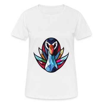 Schwarzer Schwan Buntes Aquarell Tier Illustration - Frauen T-Shirt atmungsaktiv - Weiß - Vorne - AI Model Female 172 dark (172cm)