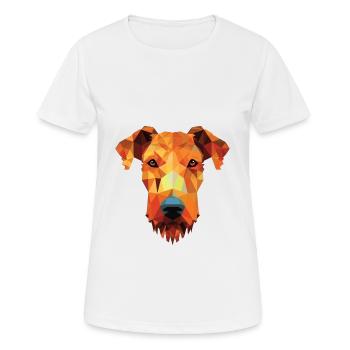 Airedale Terrier chien aquarelle colorée Animal - T-shirt respirant Femme - blanc - Devant - AI Model Female 172 dark (172cm)