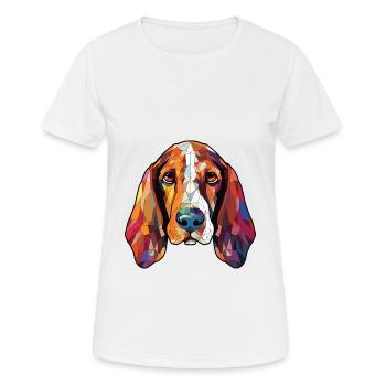 Basset Hund Buntes Aquarell Tier Haustier - Frauen T-Shirt atmungsaktiv - Weiß - Vorne - AI Model Female 172 dark (172cm)