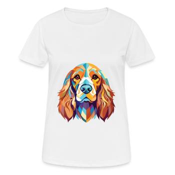 Cocker anglais Spaniel chien aquarelle colorée animal de compagnie - T-shirt respirant Femme - blanc - Devant - AI Model Female 172 dark (172cm)