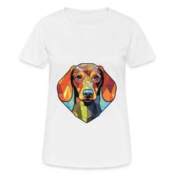 Dackelhund Buntes Aquarell Tier Cartoon - Frauen T-Shirt atmungsaktiv - Weiß - Vorne - AI Model Female 172 dark (172cm)