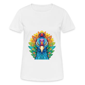 Pfau Buntes Aquarell Tier Illustration - Frauen T-Shirt atmungsaktiv - Weiß - Vorne - AI Model Female 172 dark (172cm)
