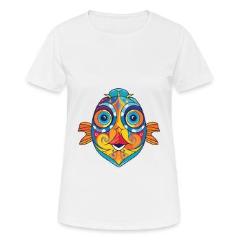 Flounder Fish Colorful Watercolor Animal Cartoon - Women's Breathable T-Shirt - white - Front - AI Model Female 172 dark (172cm)