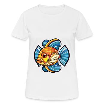 Flounder Fish Colorful Watercolor Animal Cartoon - Women's Breathable T-Shirt - white - Front - AI Model Female 172 dark (172cm)