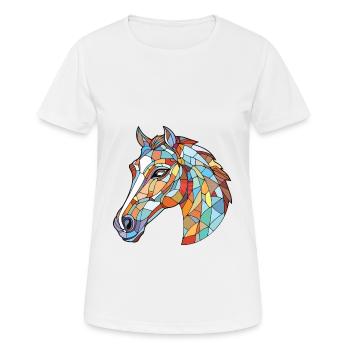Horse Colorful Watercolor Animal Pet Illustration - Women's Breathable T-Shirt - white - Front - AI Model Female 172 dark (172cm)