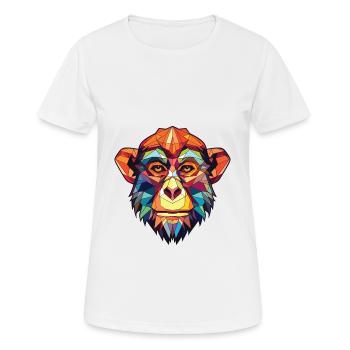 Monkey Colorful Watercolor Animal Pet Illustration - Women's Breathable T-Shirt - white - Front - AI Model Female 172 dark (172cm)
