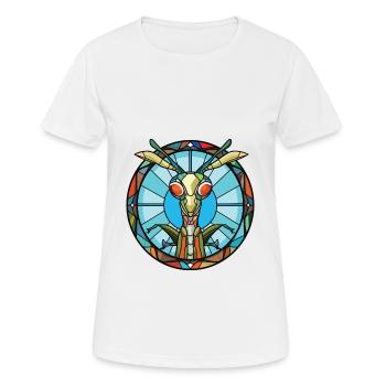 Gottesanbeterin Bunte Aquarell-Tier-Karikatur - Frauen T-Shirt atmungsaktiv - Weiß - Vorne - AI Model Female 172 dark (172cm)