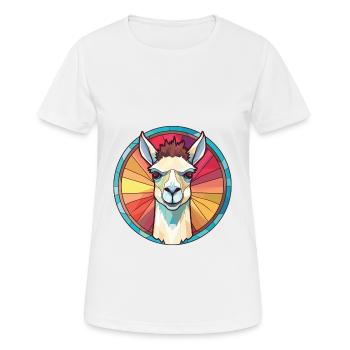 Llamas Colorful Watercolor Animal Pet Illustration - Women's Breathable T-Shirt - white - Front - AI Model Female 172 dark (172cm)