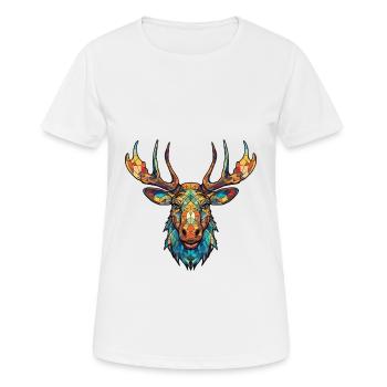 Elch buntes Aquarell Tier Haustier Illustration - Frauen T-Shirt atmungsaktiv - Weiß - Vorne - AI Model Female 172 dark (172cm)