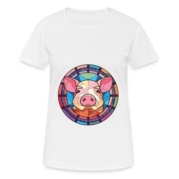 Cochon Aquarelle Colorée Animal Illustration D’animaux De Compagnie - T-shirt respirant Femme - blanc - Devant - AI Model Female 172 dark (172cm)