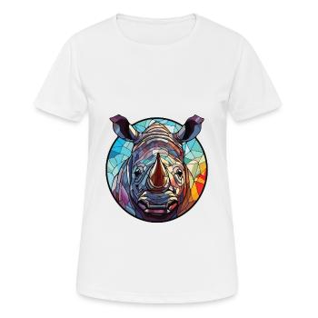 Nashorn buntes Aquarell Tier Haustier Illustration - Frauen T-Shirt atmungsaktiv - Weiß - Vorne - AI Model Female 172 dark (172cm)