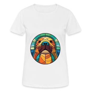 Walrus Colorful Watercolor Animal Pet Illustration - Women's Breathable T-Shirt - white - Front - AI Model Female 172 dark (172cm)