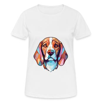 Beagle Hund Buntes Aquarell Tier Illustration - Frauen T-Shirt atmungsaktiv - Weiß - Vorne - AI Model Female 172 dark (172cm)