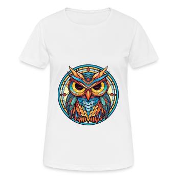 Eule buntes Aquarell Tier Haustier Illustration - Frauen T-Shirt atmungsaktiv - Weiß - Vorne - AI Model Female 172 dark (172cm)