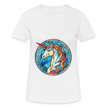 Einhorn bunte Aquarell Tier Illustration - Frauen T-Shirt atmungsaktiv - Weiß - Vorne - AI Model Female 172 dark (172cm)