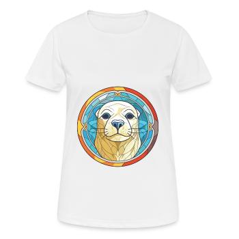 Seal Colorful Watercolor Animal Pet Illustration - Women's Breathable T-Shirt - white - Front - AI Model Female 172 dark (172cm)