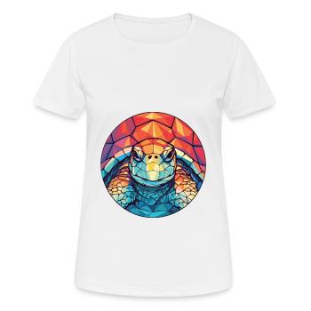 Turtle Colorful Watercolor Animal Pet Illustration - Women's Breathable T-Shirt - white - Front - AI Model Female 172 dark (172cm)