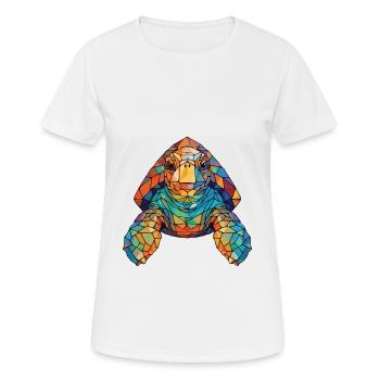 Schildkröte buntes Aquarell Tier Illustration - Frauen T-Shirt atmungsaktiv - Weiß - Vorne - AI Model Female 172 dark (172cm)