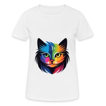 Chat Aquarelle Colorée Animal Illustration D’animaux De Compagnie - T-shirt respirant Femme - blanc - Devant - AI Model Female 172 dark (172cm)