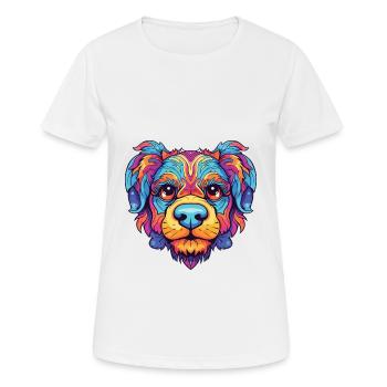 Bunter Hund Buntes Aquarell Tier Cartoon - Frauen T-Shirt atmungsaktiv - Weiß - Vorne - AI Model Female 172 dark (172cm)