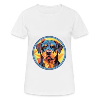 Rottweiler Chien Aquarelle Colorée Animal Cartoon - T-shirt respirant Femme - blanc - Devant - AI Model Female 172 dark (172cm)